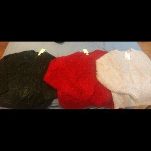 Red,Dark Green, Silver Sparkly sweaters